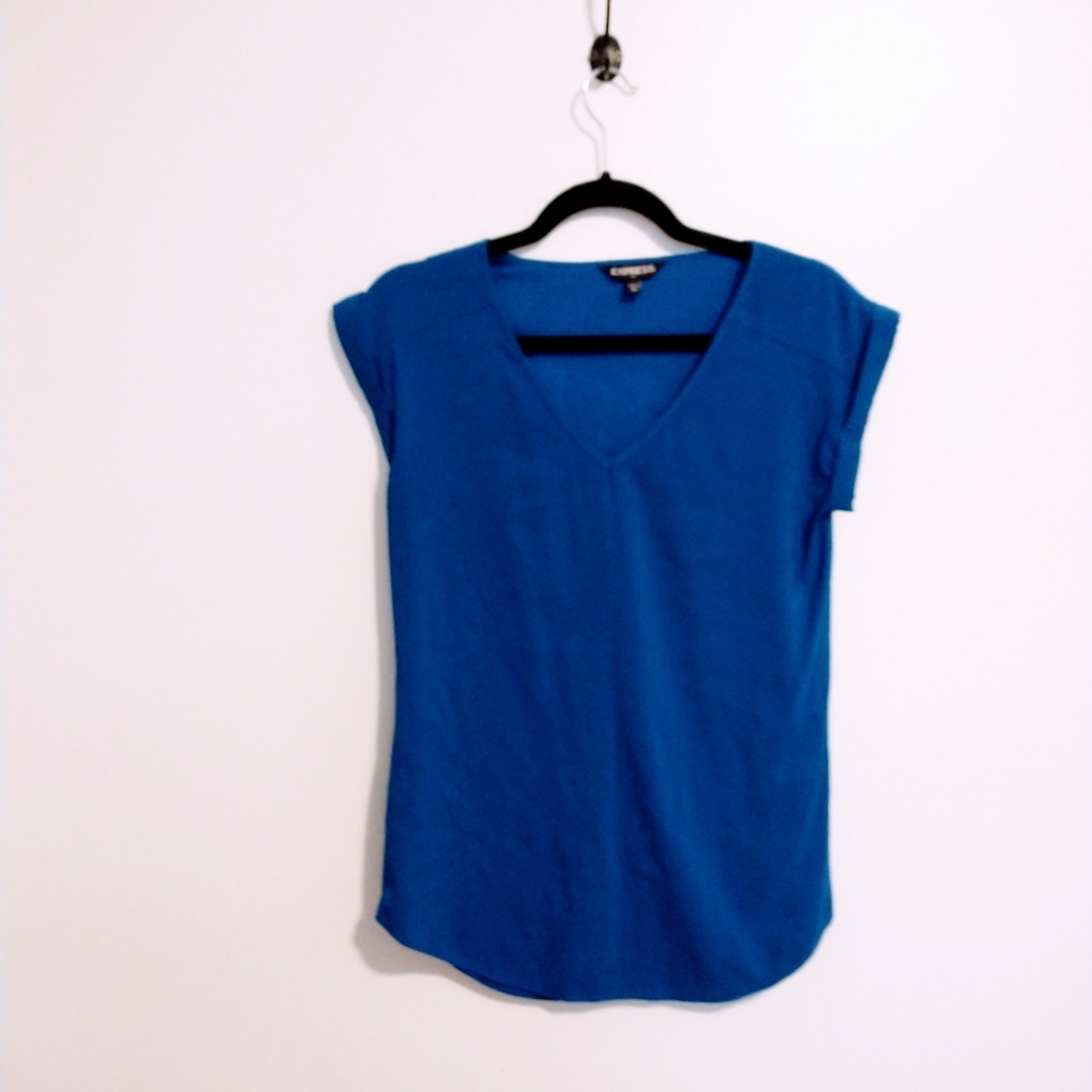 Express short sleeve v-neck blue top size xs